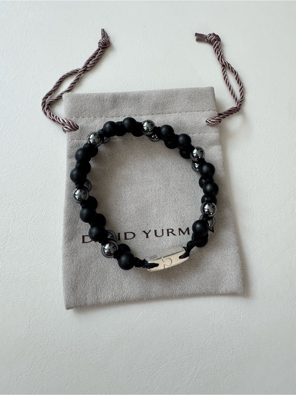 NWOT David Yurman Spiritual Beads Two Row Woven Bracelet in Black Onyx Hematine